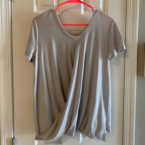 Victoria Sport Grey Short Sleeve Draped Back Shirt